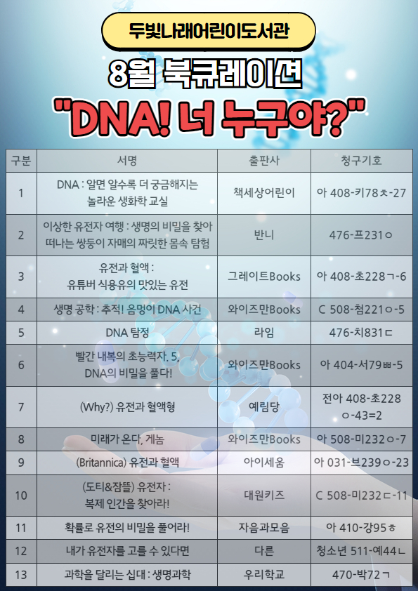 2024년 8월 두빛나래어린이도서관 테마 북큐레이션 